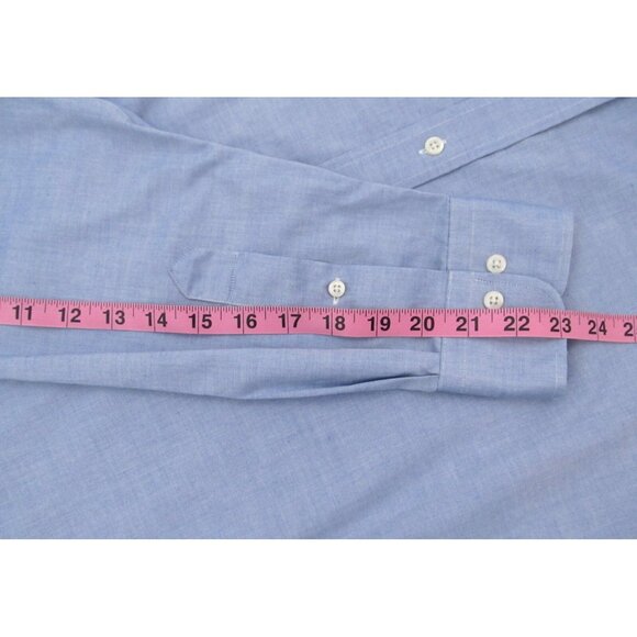 Lauren Ralph Lauren Classic Fit Dress Shirt Blue Non-Iron Size 16 32/33 Cotton - Picture 11 of 12
